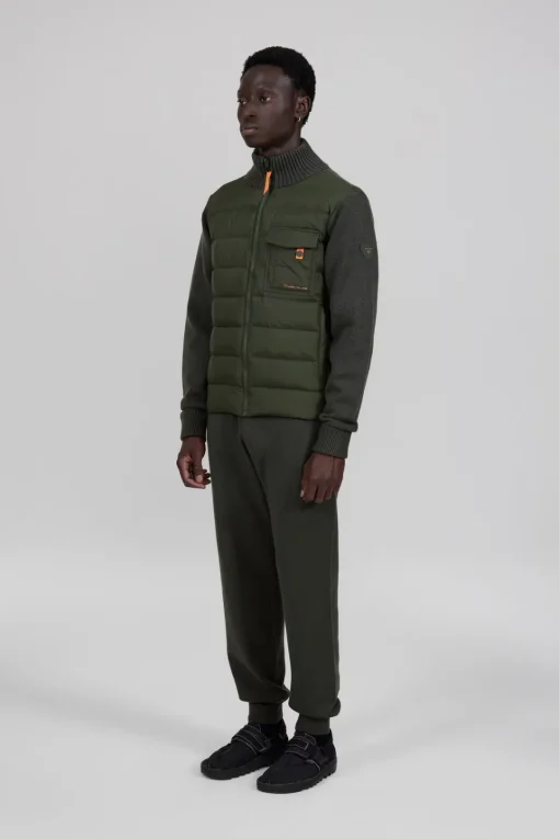 Gertrude Gilet bi-matière col cheminée Laurenzo Kaki Cheap