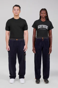 Gertrude Pantalon coupe droite bicolore unisexe en sherpa Tetsuo Night/black Store