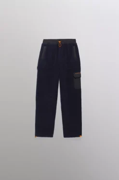 Gertrude Pantalon coupe droite bicolore unisexe en sherpa Tetsuo Night/black Store