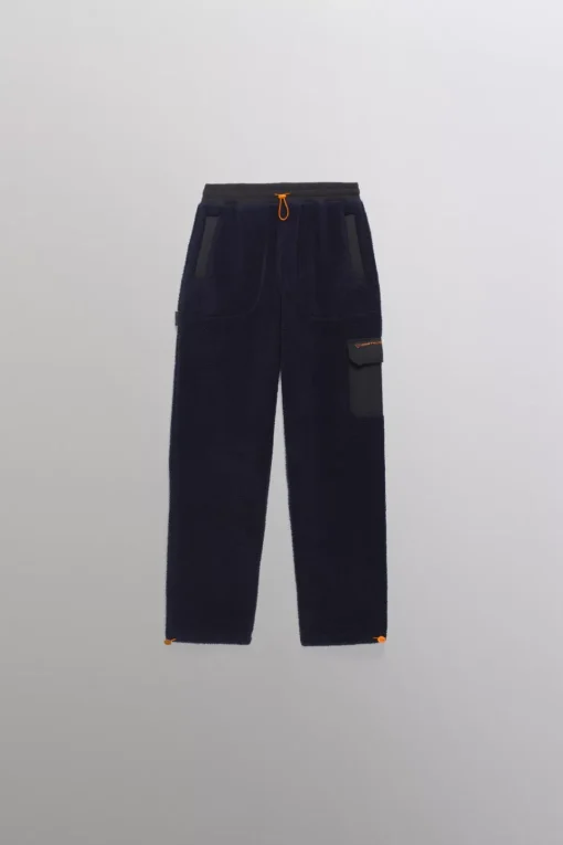 Gertrude Pantalon coupe droite bicolore unisexe en sherpa Tetsuo Night/black Store