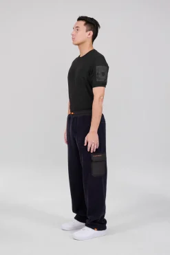 Gertrude Pantalon coupe droite bicolore unisexe en sherpa Tetsuo Night/black Store