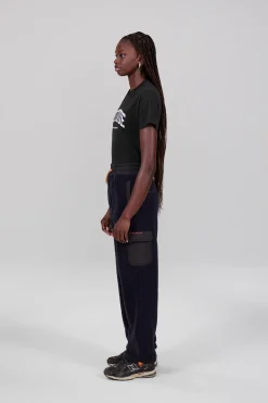 Gertrude Pantalon coupe droite bicolore unisexe en sherpa Tetsuo Night/black Store