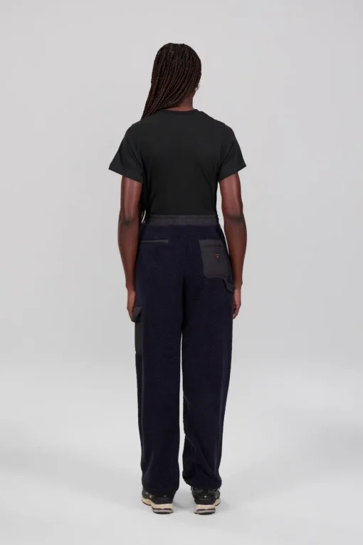 Gertrude Pantalon coupe droite bicolore unisexe en sherpa Tetsuo Night/black Store