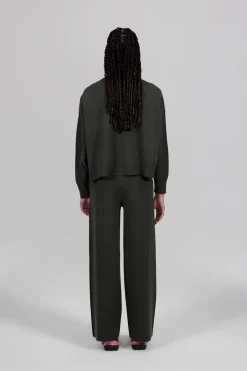 Gertrude Pantalon en maille Annie Kaki Discount