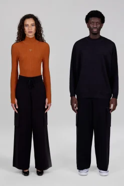 Gertrude Pantalon en maille poches cargo Alpha Noir New