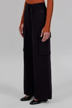 Gertrude Pantalon en maille poches cargo Alpha Noir New