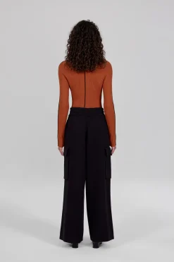 Gertrude Pantalon en maille poches cargo Alpha Noir New