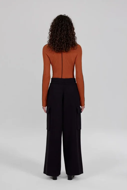 Gertrude Pantalon en maille poches cargo Alpha Noir New