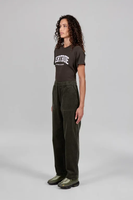 Gertrude Pantalon unisexe façon velours côtelé Axel Kaki Shop