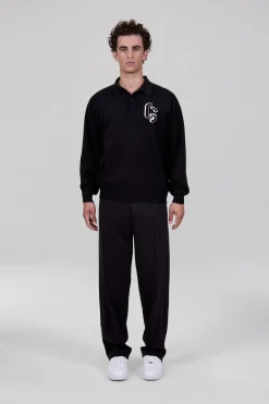 Gertrude Polo manches longues en maille jacquard Gareth Noir Flash Sale