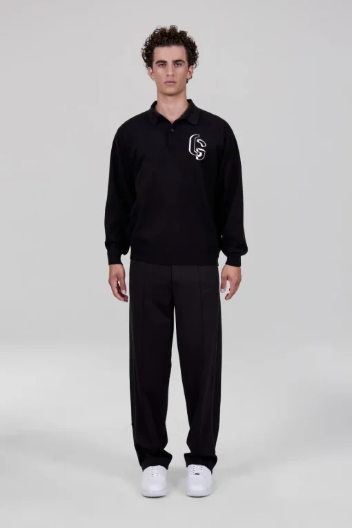Gertrude Polo manches longues en maille jacquard Gareth Noir Flash Sale