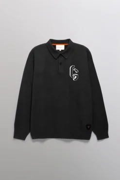 Gertrude Polo manches longues en maille jacquard Gareth Noir Flash Sale