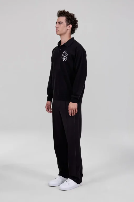 Gertrude Polo manches longues en maille jacquard Gareth Noir Flash Sale