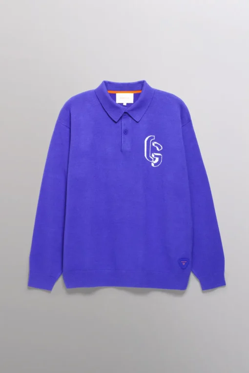 Gertrude Polo manches longues en maille jacquard Gareth Prusse Sale