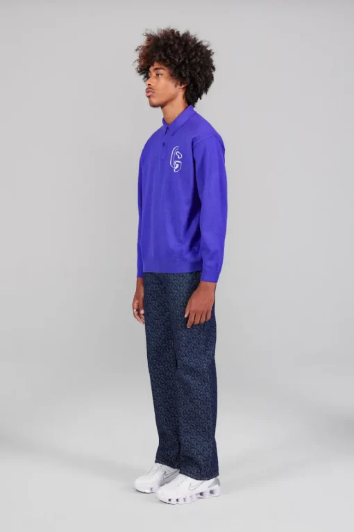 Gertrude Polo manches longues en maille jacquard Gareth Prusse Sale