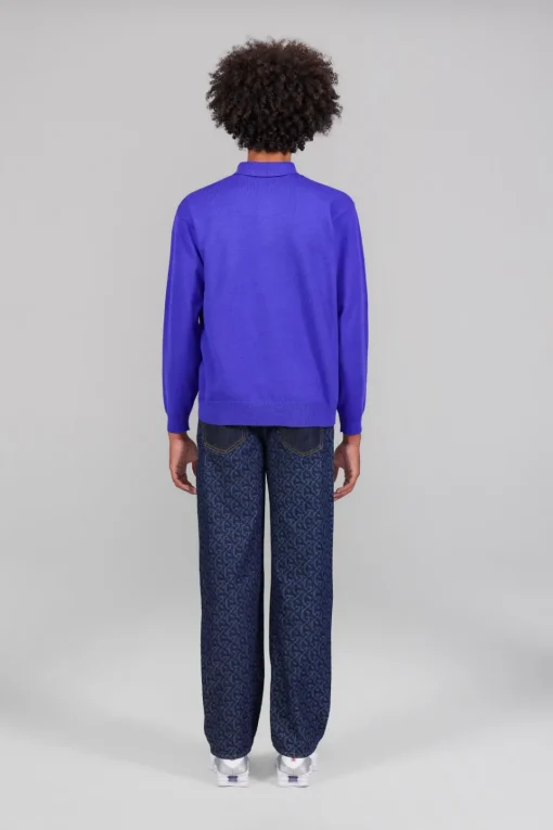 Gertrude Polo manches longues en maille jacquard Gareth Prusse Sale
