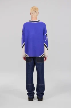 Gertrude Pull baseball unisexe maille jacquard tricolore Herman Prusse Shop