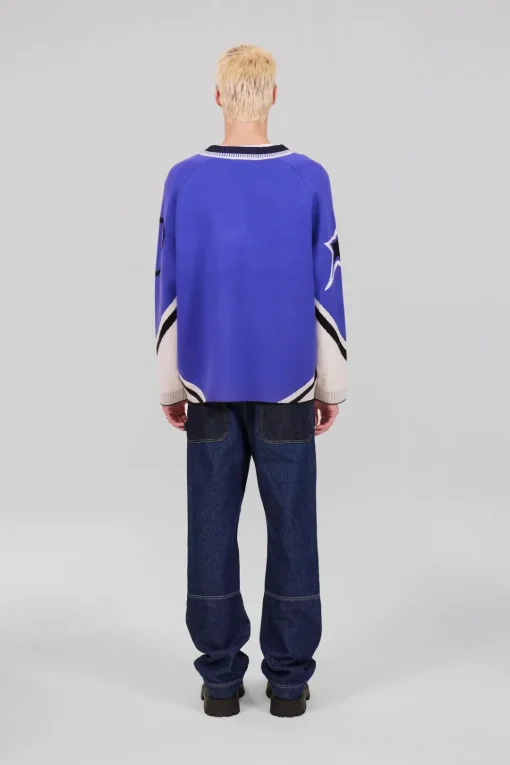 Gertrude Pull baseball unisexe maille jacquard tricolore Herman Prusse Shop