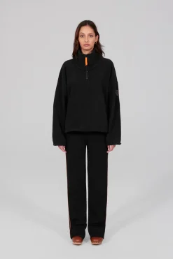 Gertrude Pull camionneur col zippé en sherpa Lucille Noir Best