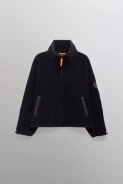 Gertrude Pull camionneur col zippé en sherpa Lucille Noir Best