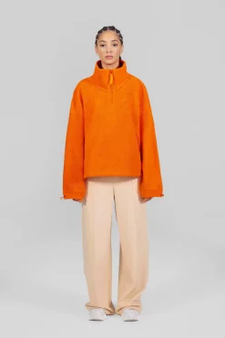 Gertrude Pull camionneur col zippé en sherpa Lucille Orange Flash Sale
