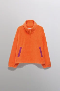 Gertrude Pull camionneur col zippé en sherpa Lucille Orange Flash Sale