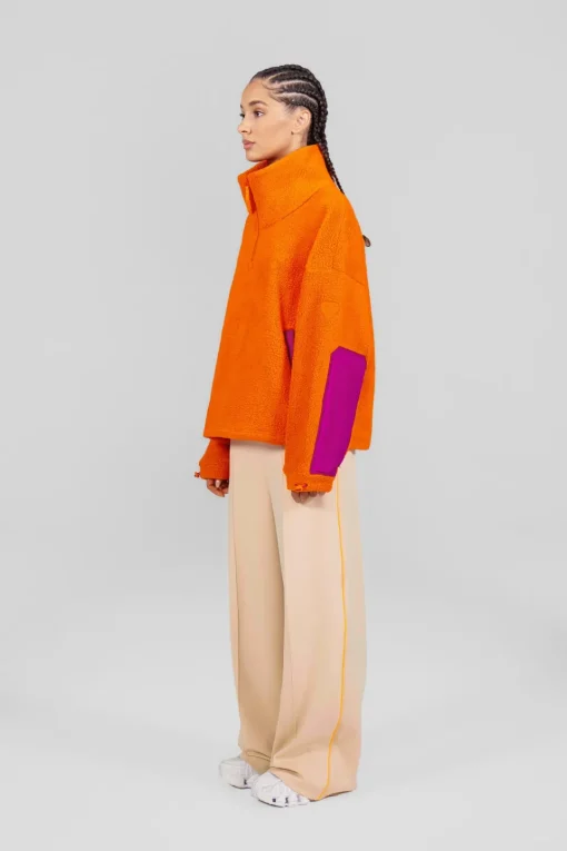Gertrude Pull camionneur col zippé en sherpa Lucille Orange Flash Sale