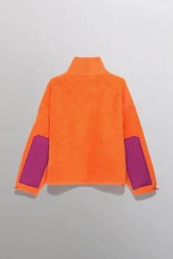 Gertrude Pull camionneur col zippé en sherpa Lucille Orange Flash Sale