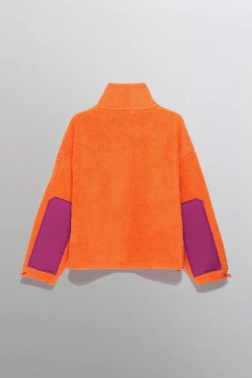 Gertrude Pull camionneur col zippé en sherpa Lucille Orange Flash Sale