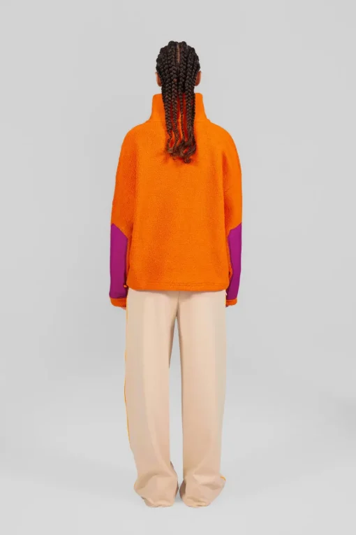 Gertrude Pull camionneur col zippé en sherpa Lucille Orange Flash Sale