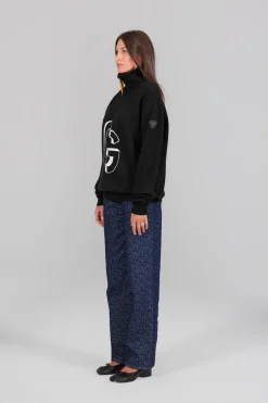 Gertrude Pull col montant zippé Lewis Noir Outlet