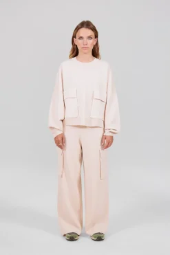 Gertrude Pull col rond en maille Chandler Beige Clearance