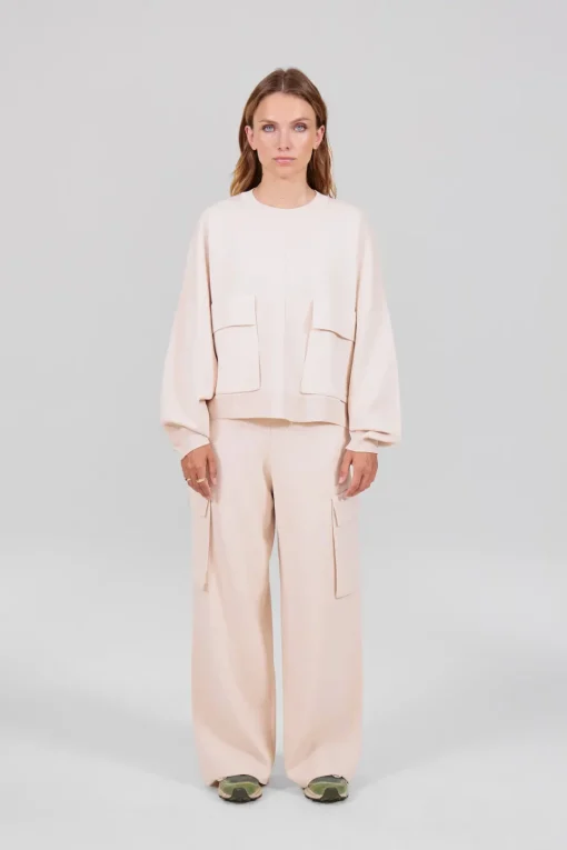 Gertrude Pull col rond en maille Chandler Beige Clearance