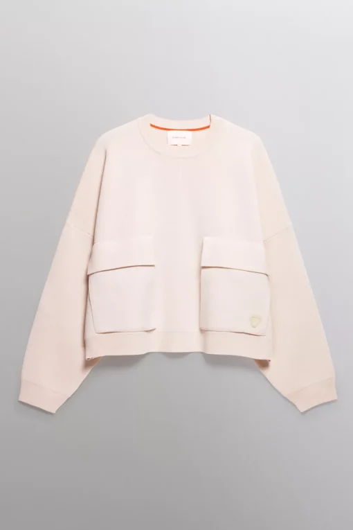 Gertrude Pull col rond en maille Chandler Beige Clearance