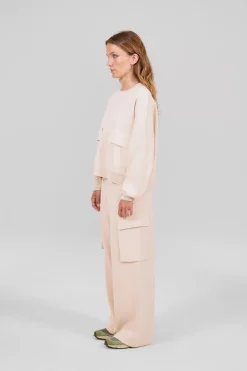Gertrude Pull col rond en maille Chandler Beige Clearance
