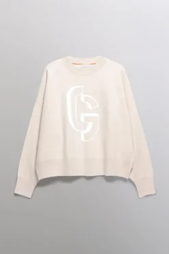 Gertrude Pull en maille jacquard ample Natalia Beige Sale