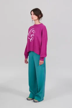 Gertrude Pull en maille jacquard ample Natalia Fuschia Sale