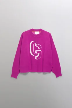 Gertrude Pull en maille jacquard ample little Natalia Fuschia Hot