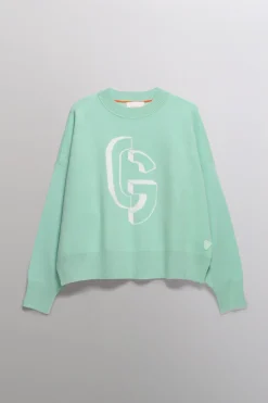Gertrude Pull en maille jacquard ample Natalia Menthol Clearance