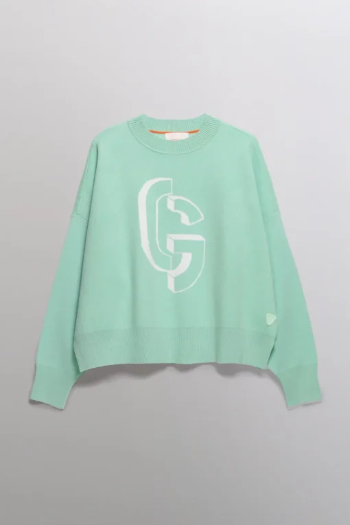 Gertrude Pull en maille jacquard ample Natalia Menthol Clearance