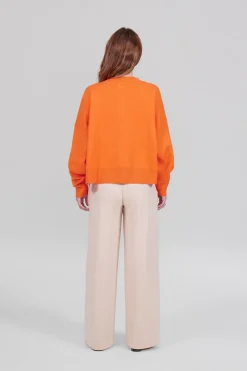 Gertrude Pull en maille jacquard ample Natalia Orange Clearance