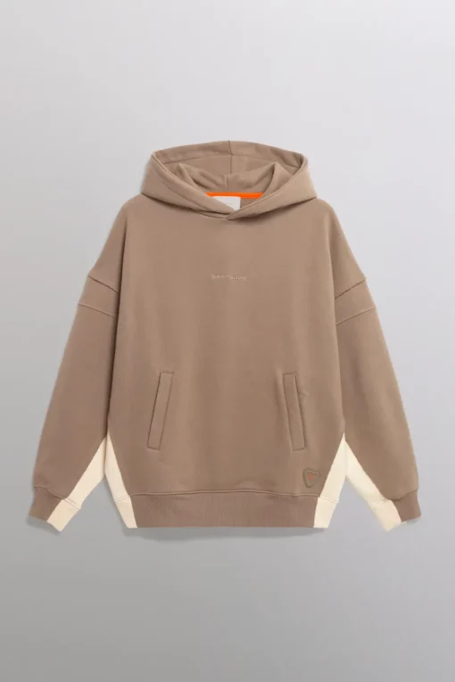 Gertrude Sweat à capuche bicolore unisexe Austen Taupe/beige New