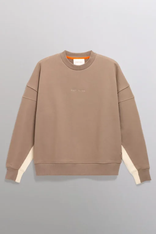 Gertrude Sweat col rond bicolore unisexe Stan Taupe/beige Discount
