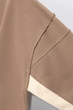Gertrude Sweat col rond bicolore unisexe Stan Taupe/beige Discount
