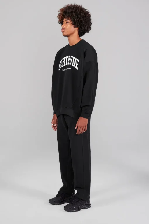 Gertrude Sweat col rond unisexe Ilona Noir Best Sale