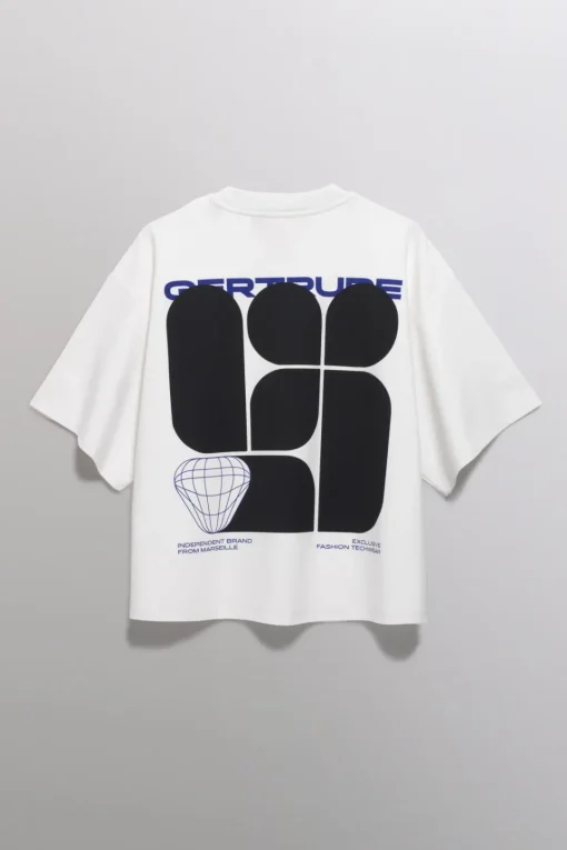 Gertrude Tee-shirt manches courtes oversize imprimé Suzon Blanc Best Sale