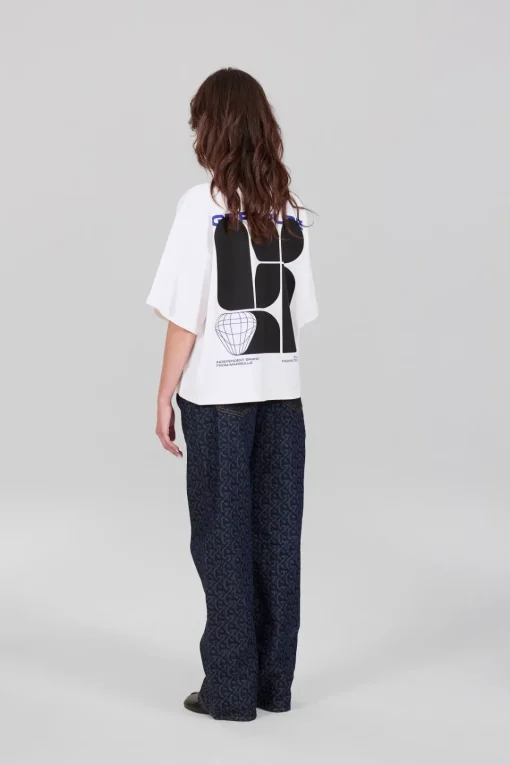 Gertrude Tee-shirt manches courtes oversize imprimé Suzon Blanc Best Sale