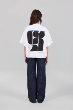 Gertrude Tee-shirt manches courtes oversize imprimé Suzon Blanc Best Sale