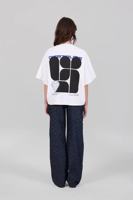 Gertrude Tee-shirt manches courtes oversize imprimé Suzon Blanc Best Sale