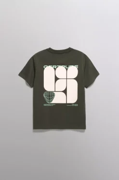 Gertrude Tee-Shirt manches courtes unisexe Little Leonce Kaki Outlet